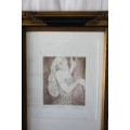 A BEAUTIFULLY FRAMED LIMITED EDITION (6 OF 10) HILDEGARD VAN HEERDEN "HAND-COLOURED" ETCHING