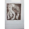 A SUPERBLY FRAMED LIMITED EDITION (2 OF 20) HILDEGARD VAN HEERDEN "HAND-COLOURED" ETCHING