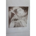 A STUNNINGLY FRAMED LIMITED EDITION (4 OF 10) HILDEGARD VAN HEERDEN "HAND-COLOURED" ETCHING