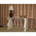 SPECTACULAR 2m SOLID ITALIAN MARBLE TOP CONSOLE TABLE/HALL TABLE ON A HARP LEG METAL BASE! AWESOME!!