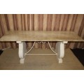 SPECTACULAR 2m SOLID ITALIAN MARBLE TOP CONSOLE TABLE/HALL TABLE ON A HARP LEG METAL BASE! AWESOME!!
