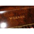 A MAGNIFICENT ANTIQUE WERNAM LONDON WALNUT AND WALNUT BURR UPRIGHT PIANO WITH MARQUETRY DETAILING