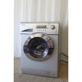 A SUPERB SILVER SAMSUNG (WD-J1255R) ELECTRONIC FRONT LOADER WASHING MACHINE AND TUMBLE DRYER COMBO