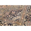 AN INCREDIBLE ANTIQUE PERSIAN CARPET (3.5m 2.6m) IN TRADITIONAL DUSTY PINK & BLUE COLOURS
