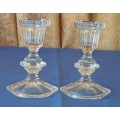 A PAIR OF BEAUTIFUL AND ELEGANT LEAD CRYSTAL CANDLESTICK HOLDERS IN PRISTINE CONDITION