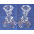 A PAIR OF BEAUTIFUL AND ELEGANT LEAD CRYSTAL CANDLESTICK HOLDERS IN PRISTINE CONDITION