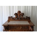 A BREATHTAKING HAND CARVED JACOBEAN (c1800) ANTIQUE ENGLISH OAK CHIFFONIER w EXQUISITE DETAILING