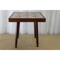 A FABULOUS VINTAGE "RETRO" MERANTI TILED OCCASIONAL/ SIDE TABLE IN WONDERFUL CONDITION