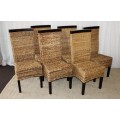 6x MAGNIFICENT TOP-END QUALITY WICKER CHAIRS WITH AWESOME DARK WOOD DETAILING bid/chair