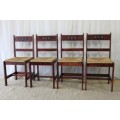 4x STUNNING WELL MADE "ALPINE" PINE AND WICKER SEAT DINING CHAIRS IN EXCELLENT CONDITION bid/chair