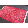 A SUPERB BELGIAN MADE RICH RED "SILKY" CARPET WITH A STUNNING PATTERN IN AWESOME CONDITION