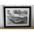 A WONDERFUL SIGNED LIMITED EDITION PRINT (No. 225 OF 500) OF A 1959 CHEV BELAIR BY DEAN SIMON
