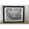 A STUNNING SIGNED LIMITED EDITION PRINT (No. 230 OF 500) OF A 1947 FORD CONVERTIBLE BY DEAN SIMON