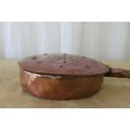 AN AUTHENTIC ANTIQUE VICTORIAN COPPER "COAL" BED WARMER WITH A HAND CARVED WOODEN HANDLE!!