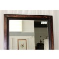 AN INCREDIBLE (LARGE) SOLID WOODEN FRAMED BEVELLED GLASS WALL MIRROR IN FANTASTIC CONDITION