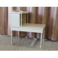 A BEAUTIFULLY MADE VINTAGE CREAM PAINT TECHNIQUE'D ON SOLID WOOD TELEPHONE TABLE WITH REGENCY LEGS