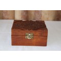 A BEAUTIFUL HAND CARVED ORIENTAL TEA STORAGE BOX WITH A "SEALING" LIP AND LOCKING LATCH