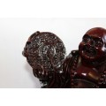 AN EXQUISITE (LARGE) CHINESE LAUGHING BUDDHA (BUDAI) IN A TRADITIONAL RED LACQUERED FINISH
