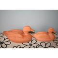 A gorgeous pair of terracotta stoneware ornamental ducks - perfect for the garden or pond