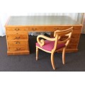 A MAGNIFICENT ORIGINAL "GORDON FRASER" YEW WOOD CHIPPENDALE PARTNERS DESK AND CHAIR - WOW!!!!