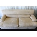 AN AWESOME TAN SUEDE FEEL LARGE 2-SEATER COMFORTABLE COUCH IN AWESOME CONDITION