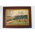AN AMAZING ORIGINAL SIGNED "ADA GHENT" (c1900s) LANDSCAPE OIL PAINTING IN A BEAUTIFUL CARVED FRAME
