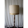 A SPECTACULAR RETRO WOODEN FLOOR LAMP WITH A FOOT SWITCH AND TONS OF CHARACTER