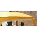 A FANTASTIC AND WELL MADE YELLOW (SELF ASSEMBLE) GAZEBO IN ITS ORIGINAL CARRY BAG