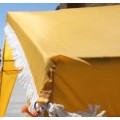 A FANTASTIC AND WELL MADE YELLOW (SELF ASSEMBLE) GAZEBO IN ITS ORIGINAL CARRY BAG