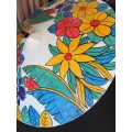 A LOVELY X-LARGE ORIENTAL BAMBOO UMBRELLA WITH HAND PAINTED CANVAS IN AWESOME CONDITION