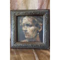 TWO BEAUTIFULLY FRAMED "PORTRAIT" OIL ON BOARD PAINTINGS OF A MAN AND WOMAN bid/painting
