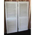 AN AWESOME PAIR OF "WHITE" SOLID TEAK WINDOW "SHUTTERS" IN GREAT CONDITION