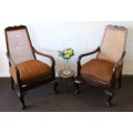 Two Amazing Vintage Solid Imbuia "Wicker Back" Ball & Claw Occasional Chairs - Bid/Chair