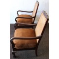 Two Amazing Vintage Solid Imbuia "Wicker Back" Ball & Claw Occasional Chairs - Bid/Chair