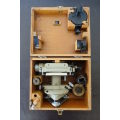 An incredible antique Carl Zeiss Jena theodolite surveyor in the original box with accessories