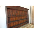 An incredible large antique (c. mid 1800s) oak wall display cabinet w/ three spacious shelves