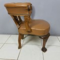 A rare antique hand-carved Solid Oak & genuine leather "Captain's Chair" - A real gem!! RS17