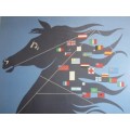 An exceptionally rare framed 1950's "Official Ferrari Marques" fabric poster in beautiful condition