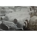 Magnificent black and white drawing prints of a 1958 Oldsmobile by Dean Scott Simon bid/print