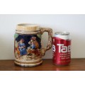 A wonderful vintage German made stoneware beer tankard w/ traditional hand glazed detailing RS17