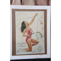Two wonderful framed Art Deco illustrated prints of  ''Pin-up Girls'' by Knute K.O Munson bid/print