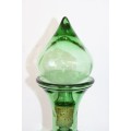 An exquisite Italian made "green glass" Persian style liqueur decanter with a cork base stopper