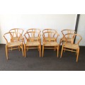 A stunning collection of 8x Danish made "Carl Hansen & Son" yellow wood wishbone chairs - bid/chair