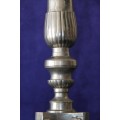 An incredible large and heavy pewter candle holder with stunning and ornate engraved detailing