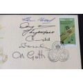An RSA (1976) 'Congratulations South Africa' first day cover w/ stamps - Signed by winning team!