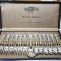 A spectacular and very rare Dutch Sola 90 boxed set of six teaspoons, six cake forks & sugar spoon