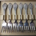 A spectacular and very rare Dutch Sola 90 boxed set of six teaspoons, six cake forks & sugar spoon