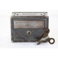 A stunning and rare antique National Bank of South Africa Ltd savings money box with key