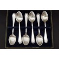 An amazing antique boxed set of English made EPNS silver plated teaspoons with stunning detailing