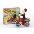 A spectacular rare antique Linemar Wimpy mechanical tricycle toy with box in excellent condition